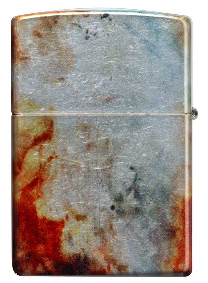 Back view of Zippo Firefighter Fusion Design 540 Tumbled Chrome Windproof Lighter.
