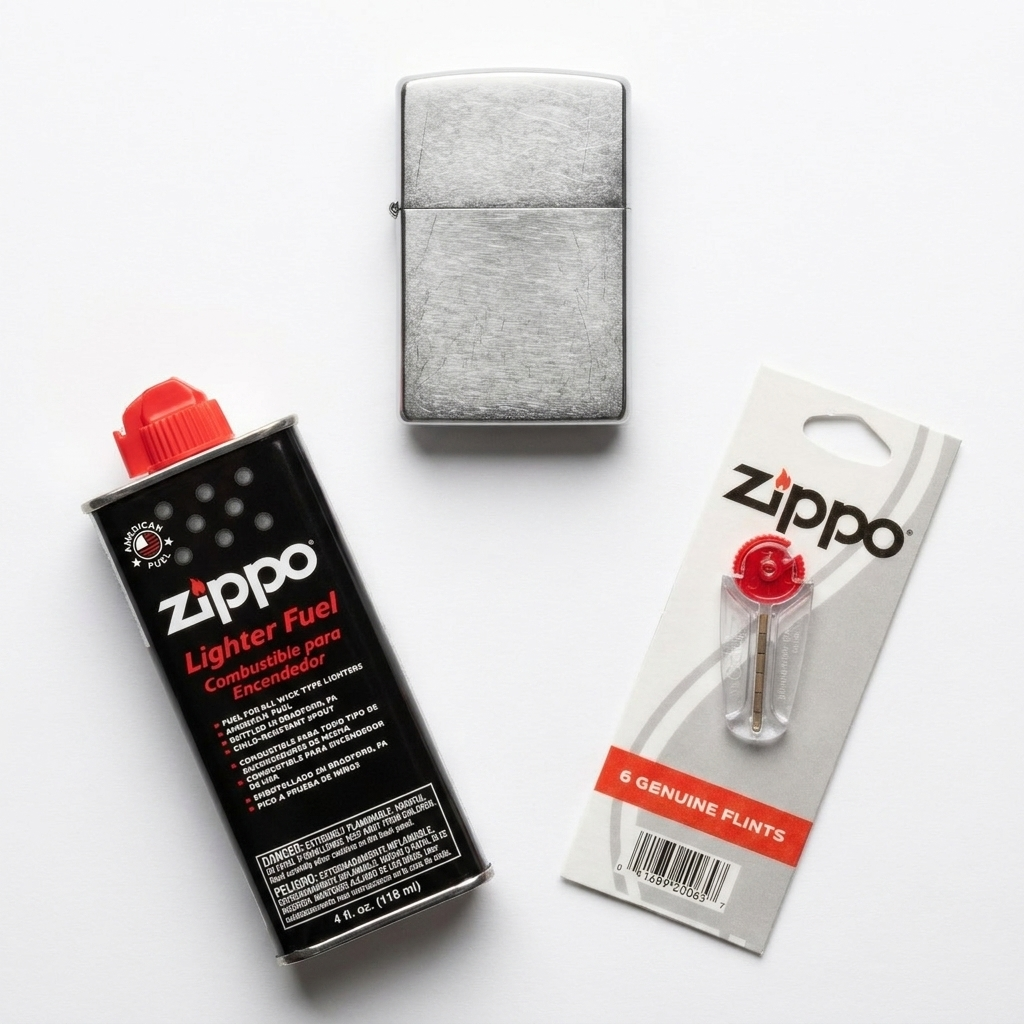 Kit Starter Zippo Invierno — Encendedor + Combustible + Pedernales