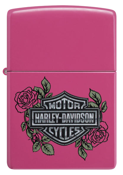 Front view of Zippo Harley-DavidsonÂ® Roses Frequency Windproof Lighter.