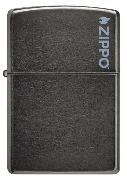 Front view of Zippo Classic Grey Zippo Logo Windproof Lighter.