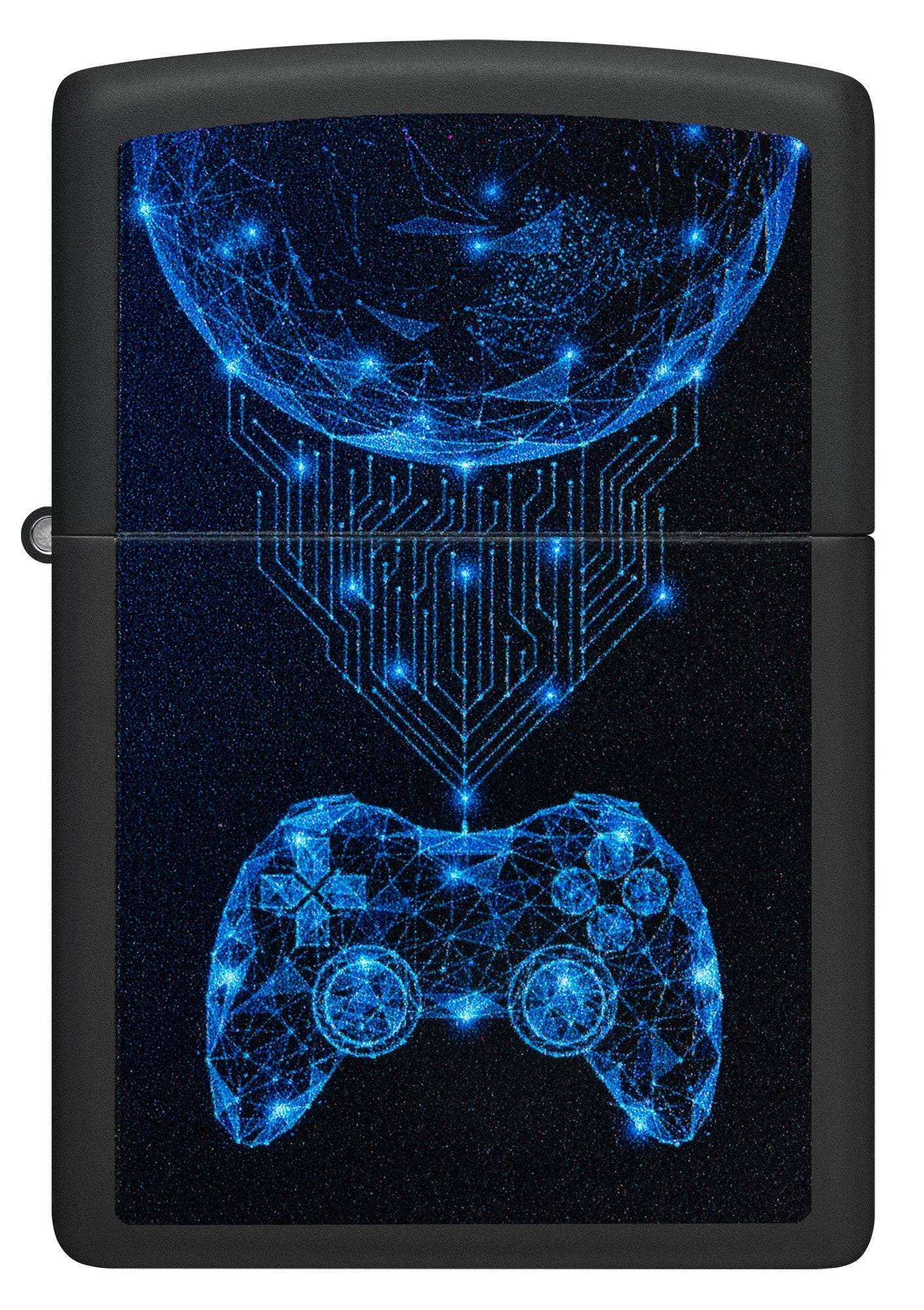 Front view of Zippo Gaming Black Matte Windproof Lighter.